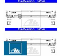 2 X ATE 83.6204-0143.3 Bremsschlauch Bremsleitung für BMW 145mm
