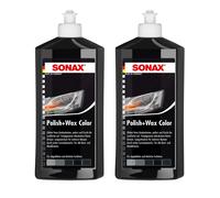 2 x SONAX Polish+Wax Color schwarz 500ml Politur mit Farbpigmenten Carnaubawachs