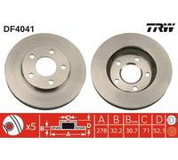 2 x TRW DF4041 Bremsscheibe für BUICK,BUICK (SGM),CHEVROLET,OLDSMOBILE,OPEL,PONT