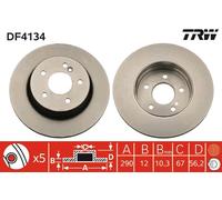 2 x TRW DF4134 Bremsscheibe für MERCEDES-BENZ