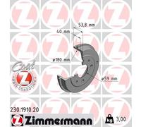 ZIMMERMANN Bremstrommel 230191020 Hinterachse für Ford Fiat