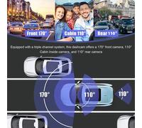 2 Zoll Vorne Hinten Innen Dash Cam Wireless 1080P HD 170 ° Weitwinkel Drei