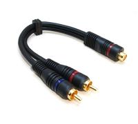 20 cm Y-Cinch Adapter für Hifi Subwoofer Autoradio Verstärker 1xBuchse-2xStecker