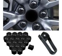 20 Stück Auto Radschraubenkappen für Skoda Yeti Superb Octavia Fabia Karoq Kamiq Kodiaq,Radbolzen Schutz Cover Radmuttern Staubschutz Kappen ZubehöR,Diebstahlschutz Zubehör,17mm-A/Black