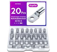 20 Stück Rohrkabelschuh 16mm2 M6 Kabelschuhe Set, ANVINKU Rohrkabelschuhe Set für Kfz Batteriekabel Set, Kabelschuh Sortiment, SC Rohrkabelschuh Set, 16mm² Kabelschuhe für Auto Motorräder Boote