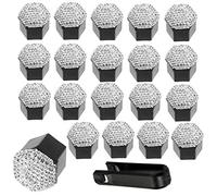 20 Stücke Universal Auto Radmutternkappen 17mm,Bling Bling Radschraubenkappen Radmutter Radbolzen Kappen für Auto-Muttern,Bling Diamant Radmutterkappe Sechskantschutz Radschrauben Kappen,Weiß