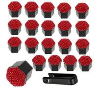 20 Stücke Universal Auto Radmutternkappen 17mm,Bling Bling Radschraubenkappen Radmutter Radbolzen Kappen für Auto-Muttern,Bling Diamant Radmutterkappe Sechskantschutz Radschrauben Kappen,Rot