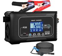 20A Autobatterie Ladegerät, 12V/24V Batterieladegerät KFZ, Ladegeräte für Autobatterien, Erhaltungsladegerät und Desulfator für Motorrad, Rasenmäher, Boot, Lithium, LiFePO4, Blei-Säure(AGM, Gel usw)