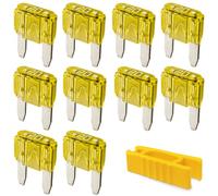 20A KFZ Sicherungen Mini | 12V 24V 32V | 10 Stück | Stecksicherungen für Stromdieb & Sicherungshalter | 11mm Flachsicherungen für Auto, Boot, Motorrad, Wohnmobil, Roller | Ersatzsicherungen