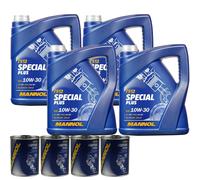 20L MANNOL 7512 Special Plus 10W-30 Motoröl API SN ACEA A3/B3 Motor Flush