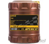 20L PEMCO iDRIVE 114 15W40 UNIVERSALMOTORÖL passend für API CH-4/SL ACEA E7 A3