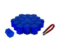 20x Radschraubenkappen Abdeckkappen für Radschrauben Radmuttern SW 19 Blau Chrom