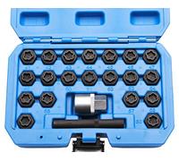 22-tlg. Felgenschloss Demontage Werkzeug geeignet für BMW - Spezialadapter 1/2" mit 21 mm Aufnahme - Radschloss Schlüssel Set CrMo