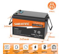 24V/12V 300Ah 200Ah 150Ah LiFePO4 Akku Lithium Batterie BMS für Wohnmobil Boot