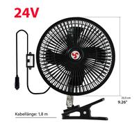 24V 235mm Ventilator Lüfter Kühler Auto Bus KFZ LKW Traktor Zigarettenanzünder