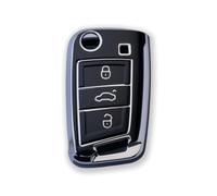 2er-Pack RUXYAXFOL TPU-Auto-Schlüssel-Schutzhülle, passt zu VW Tiguan, TOU-Ran, Seat Leon, Fabia, Ibiza, Skoda Fabia, Octavia, Superb, Polo, Golf 7 Mk7 Schwarzsilber