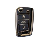 2er-Pack RUXYAXFOL TPU-Auto-Schlüssel-Schutzhülle, passt zu VW Tiguan, TOU-Ran, Seat Leon, Fabia, Ibiza, Skoda Fabia, Octavia, Superb, Polo, Golf 7 Mk7 Schwarzgold