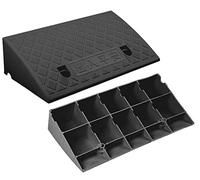 2er Set - Auffahrrampe 50x27x7 cm | Bordsteinrampe | Auffahrkeil | Rollstuhlrampe | Schwellenrampe für Motorrad, Auto, Rollstuhl, Anhänger, Schubkarre | Auffahrhilfe - Plastikrampe | Türschwellenrampe