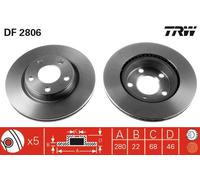 2er Set Bremsscheiben TRW Automotive DF2806 AUDI 8E0 615 301 B 8E0 615 301 D
