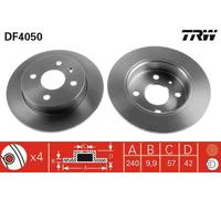 2er Set Bremsscheiben TRW Automotive DF4050 CHEVROLET 5 69 108 5 69 111 90498304