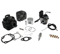 2EXTREME Zylinderkit 70ccm Sport, Vergaser kompatibel mit MBK Fizz 50 2T AC | Minarelli liegend AC; 17,5mm Vergaser E-Choke, BR9HS Zündkerze, Hauptdüsen 6mm 80-125; kompatibel mit YAMAHA Axis 50 2T AC