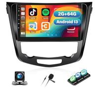 2G+64G CAMECHO Android 13 Autoradio mit Navi für Nissan Qashqai J11 X-Trail T32 2013-2017 CarPlay Android Auto, 10.1 Zoll Auto Radio mit Bluetooth GPS FM/RDS WiFi SWC Rückfahrkamera&MIC