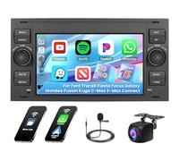 [2G+64G] Hikity Autoradio Navi Für Ford Transit Fiesta Focus Galaxy Mondeo C-Max Android Wireless Carplay 7 Zoll Bildschirm Radio mit Android Auto FM RDS DSP GPS WiFi Rückfahrkamera (Schwarz)