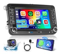 [2G+64G] Hikity Autoradio Navi Für VW Golf 5 EOS Golf 6 Touran Polo Caddy S-Koda Android Wireless Carplay 7 Zoll Bildschirm Radio mit Android Auto GPS WiFi Rückfahrkamera FM RDS DSP SWC MIC