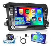 [2G+64G] Hikity Autoradio Navi Für VW Golf 5 Golf 6 T5 Touran EOS Polo Passat Sharan Android Wireless Carplay 7 Zoll Bildschirm Radio mit Android Auto GPS WiFi Rückfahrkamera FM RDS DSP SWC MIC