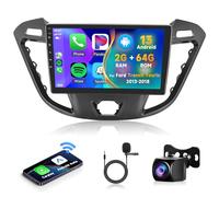 2G+64G Wireless Carplay Android 13 Autoradio 2 Din für Ford Transit Custom Tourneo 2013-2018 9 Zoll Autoradio mit Android Auto Navi GPS WIFI Mirror Link Bluetooth FM/RDS/DAB/OBD/DVR/SWC Rückfahrkamera