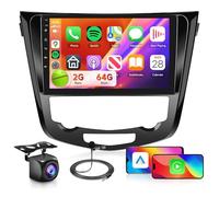 2G+64G Wireless Carplay Android Autoradio 2 Din für Nissan Qashqai J11 X-Trail T32 2013-2017 10.1 Zoll Autoradio mit Android Auto Navi GPS WiFi Mirror Link Bluetooth FM/RDS/EQ/USB/SWC Rückfahrkamera