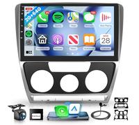 2G+64G Wireless Carplay Android Autoradio für VW Skoda Octavia 2007-2014 mit Wireless Android Auto GPS Navi WiFi 10.1 Zoll Autoradio 2 Din mit Mirror Link Bluetooth FM/RDS/EQ/USB/SWC Rückfahrkamera
