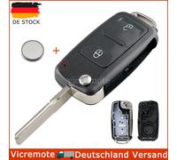 2Tasten Klapp Schlüssel Gehäuse + Batterie CR2032 für VW Amarok T5 T6 Skoda Seat