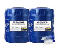 2x 20 Liter MANNOL Elite 5W-40 API SN/CF Motoröl Engine Oil Öl + Auslaufhahn