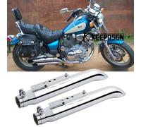 2x 20" Slip-On Auspuff Schalldämpfer Turn Out für Kawasaki VN 1500 1600 1700