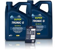 2x 4 L = 8 Liter Aral SuperTronic G 0W-40 Motor-Öl inkl. Ölwechsel-Anhänger