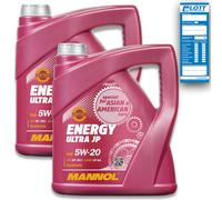 2x 4 Liter Mannol Energy Ultra JP 5W-20 Motoröl Öl passend für Toyota Nissan Hyundai MN7906-4