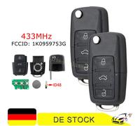2X 433MHz Funk Schlüssel für VW Golf Touran Caddy Jetta Seat Skoda 1K0959753G