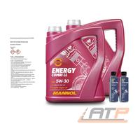 2x 5 L LITER MANNOL ENERGY COMBI LL 5W-30 MOTORÖL + 2x 250 ml OIL LEAK STOP