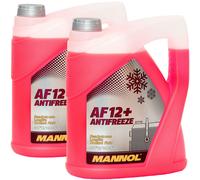 2x 5L Kühlerfrostschutz Rot G12+ Mannol Antifreeze AF12+ -40C Kühlmittel VW Audi