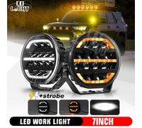 2x 7zoll Rund LED Fernlicht Zusatzscheinwerfer E9 ECE Straßenzulassung R148 R149