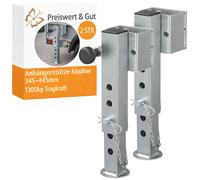 2x Anhängerstütze 1300 kg - Kippbare Abstellstütze Flansch Anhänger bis 445 mm