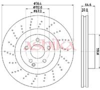 2x ASHIKA Bremsscheibe Vorderachse belüftet Ø344mm für Mercedes-Benz SLK R172