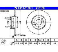 2x ATE 24.0110-0190.1 Bremsscheibe für ALFA ROMEO FIAT LANCIA