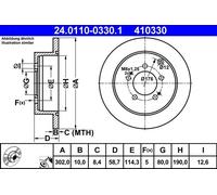 2x ATE 24.0110-0330.1 Bremsscheibe für CITROËN MITSUBISHI PEUGEOT