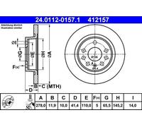 2x ATE 24.0112-0157.1 Bremsscheibe für FIAT OPEL SAAB