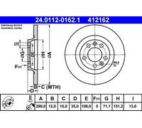 2x ATE 24.0112-0162.1 Bremsscheibe für CITROËN PEUGEOT