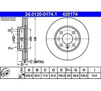 2x ATE 24.0120-0174.1 Bremsscheibe für OPEL