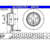 2x ATE 24.0120-0178.1 Bremsscheibe für BMW
