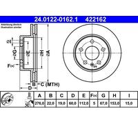 2x ATE 24.0122-0162.1 Bremsscheibe für MERCEDES-BENZ